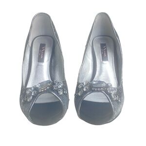 Nina charcoal ombre sequins peep toe pump rhinestone design size 9.5